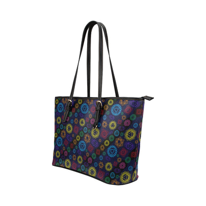 Chakra Colorful Print Pattern Leather Tote Bag