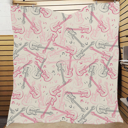 Bass Guitar Pattern Print Design 02 Premium Quilt