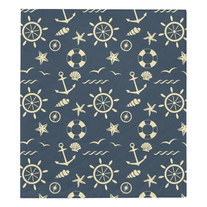 Nautical Pattern Print Design A01 Premium Quilt