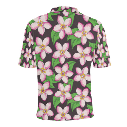 Pink Plumeria Pattern Print Design PM019 Men Polo Shirt