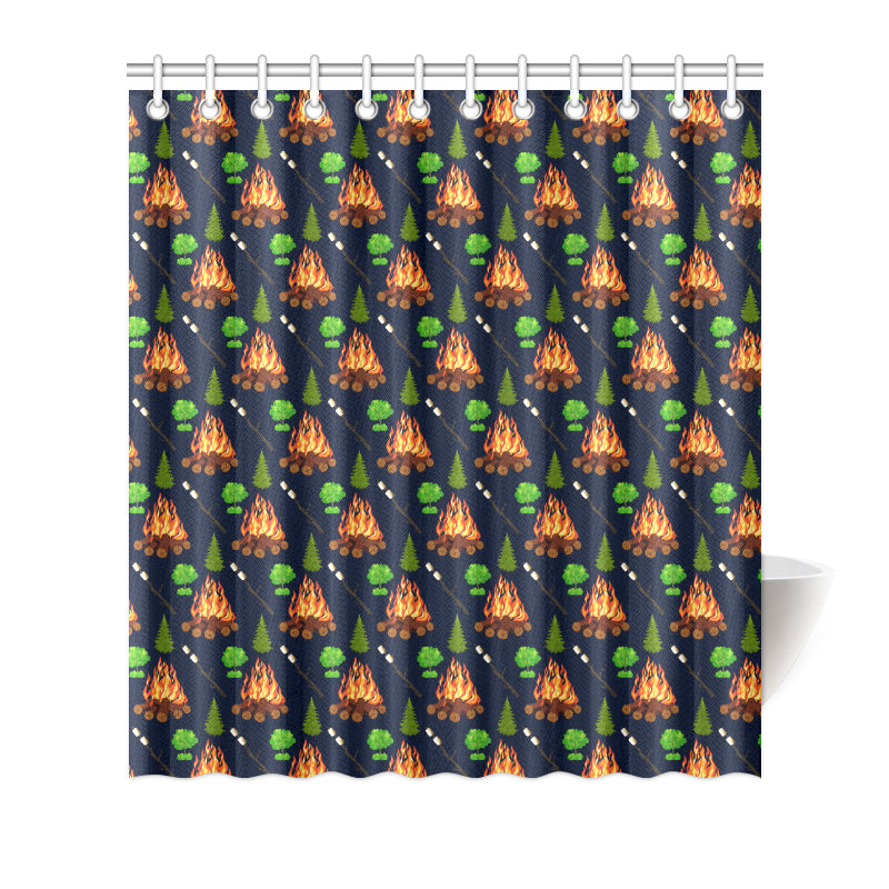 Camfire marshmallow Camping Design Print Shower Curtain