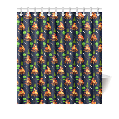 Camfire marshmallow Camping Design Print Shower Curtain