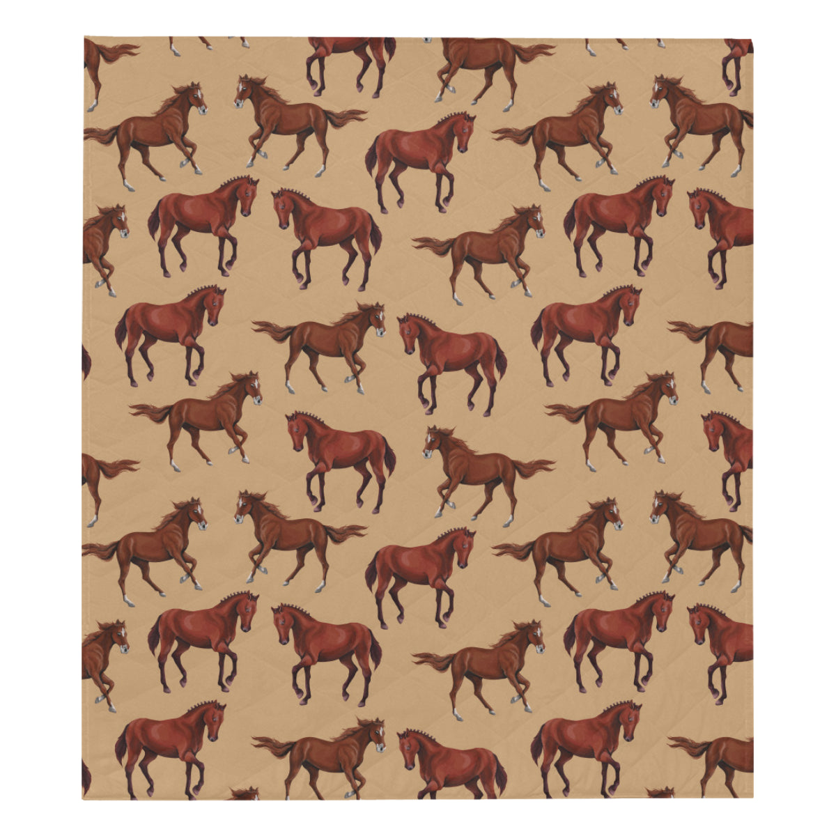 Brown Horse Print Pattern Premium Quilt