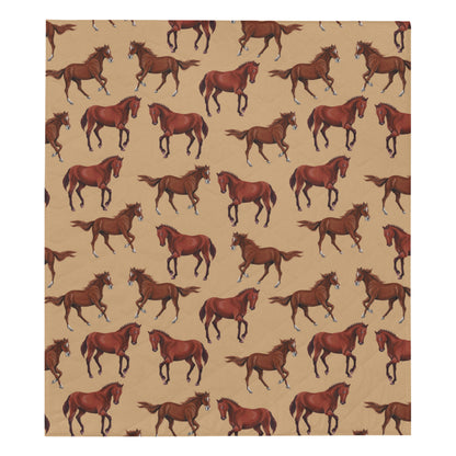 Brown Horse Print Pattern Premium Quilt
