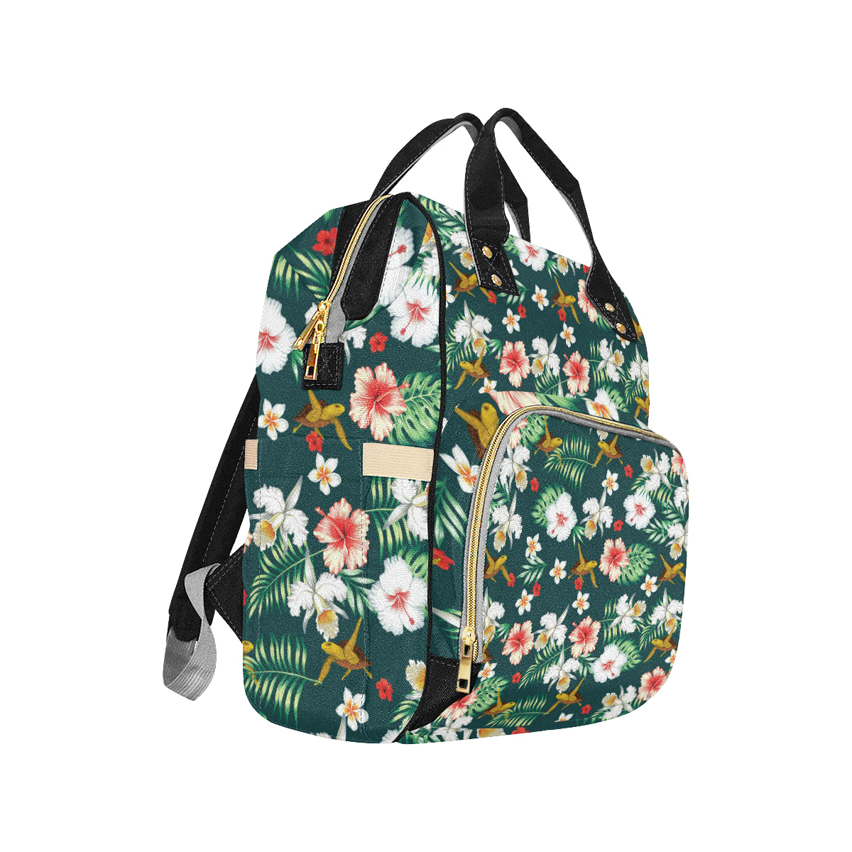 Hawaiian Flower Design with SeaTurtle Print Diaper Bag Backpack
