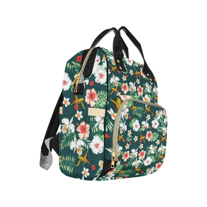 Hawaiian Flower Design with SeaTurtle Print Diaper Bag Backpack