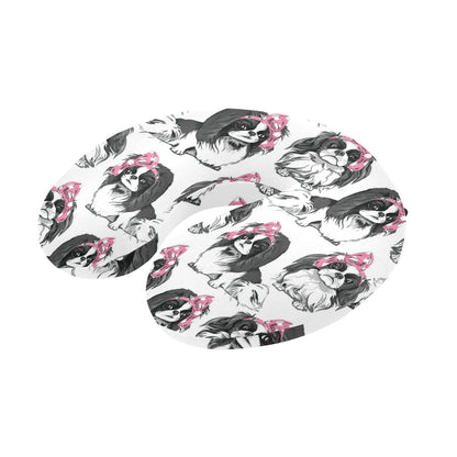 Japanese Chin Pattern Print Design 01 U-Shaped Travel Neck Pillow