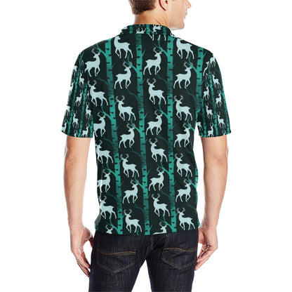 Deer Jungle Print Pattern Men Polo Shirt