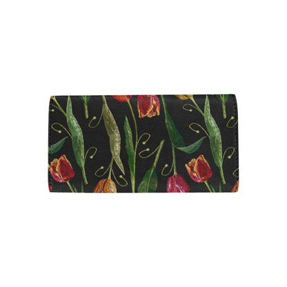 Tulip Embroidered Pattern Print Design TP01 Women's Trifold Wallet