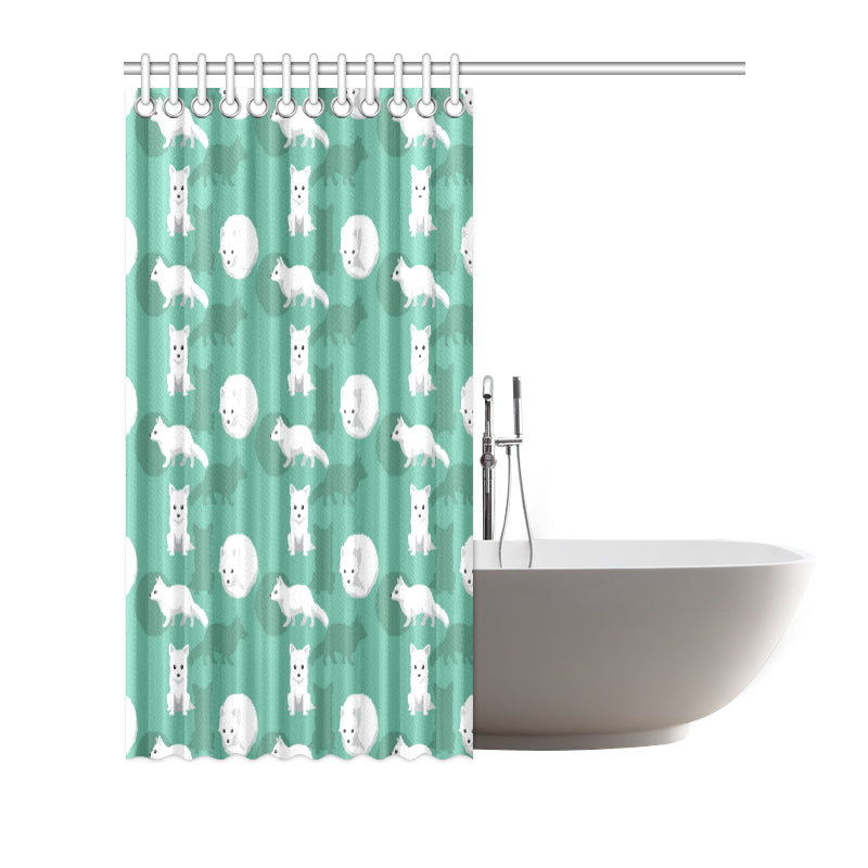 Arctic Fox Pattern Print Design Shower Curtain