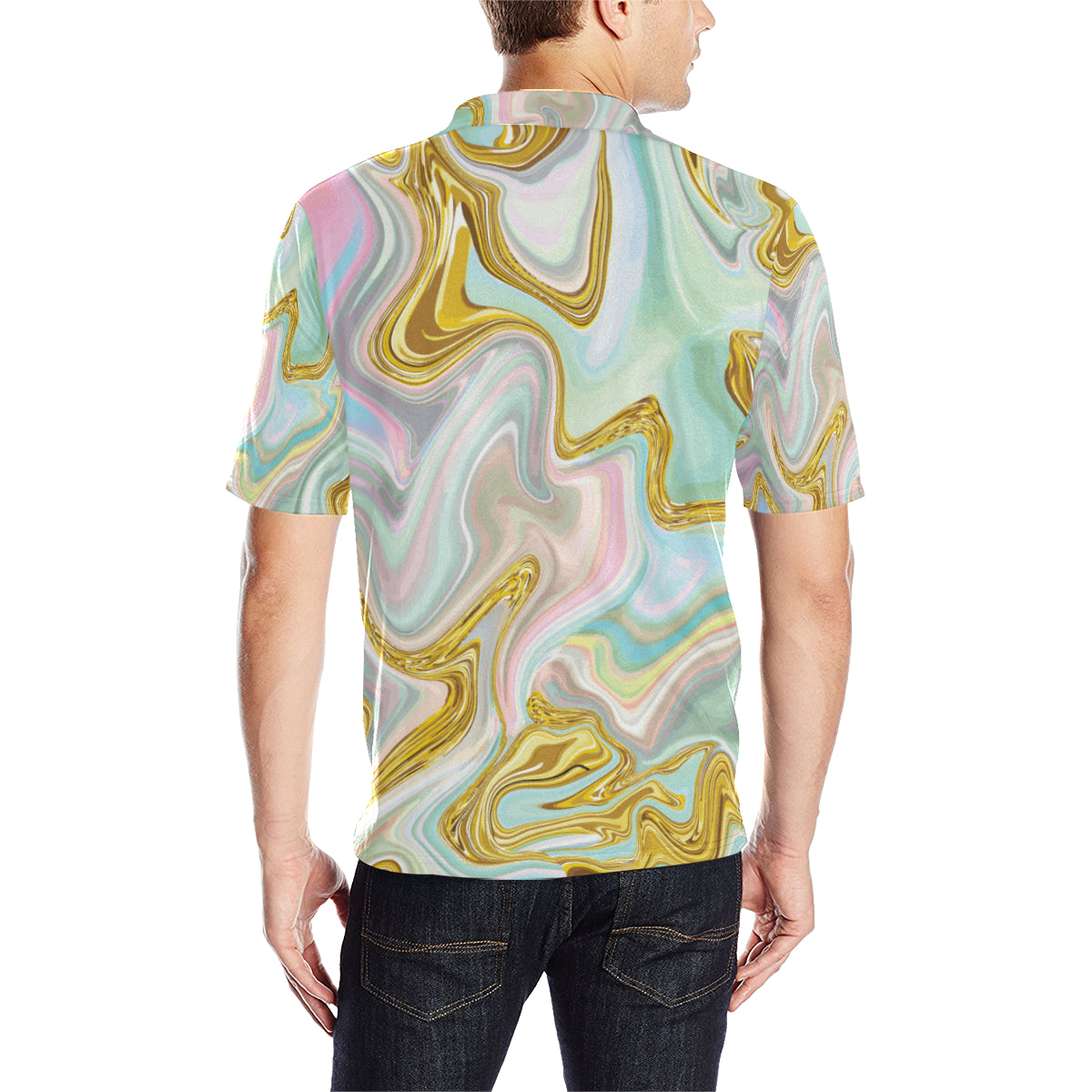 Gold Sweet Marble Men Polo Shirt