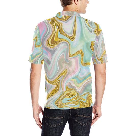 Gold Sweet Marble Men Polo Shirt