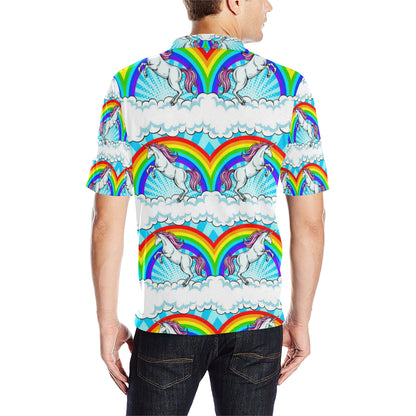 Unicorn Rainbow Men Polo Shirt