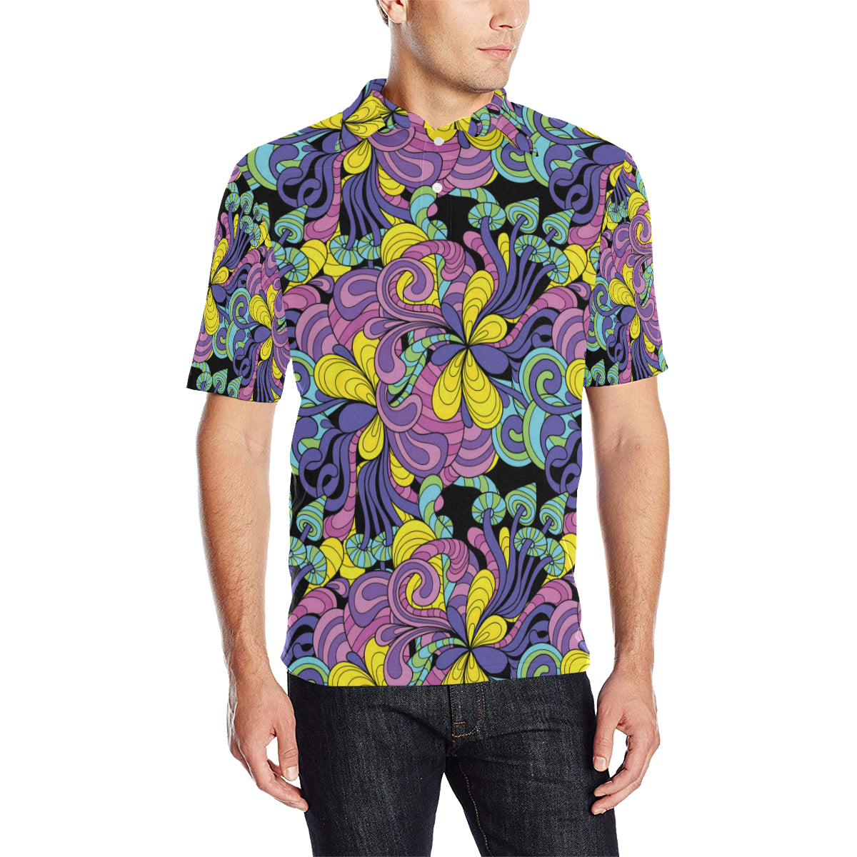 Psychedelic Pattern Print Design A04 Men Polo Shirt