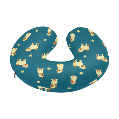Pug Pattern Print Design A06 U-Shaped Travel Neck Pillow