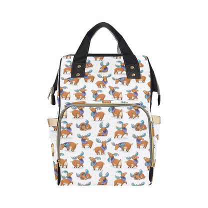 Moose Cute Pattern Print Design 01 Diaper Bag Backpack