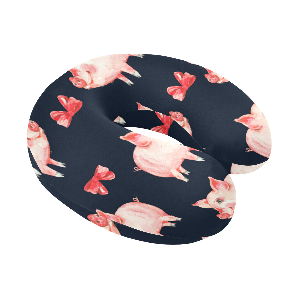 Pig Cute Pattern Print Design 02 U-Shaped Travel Neck Pillow