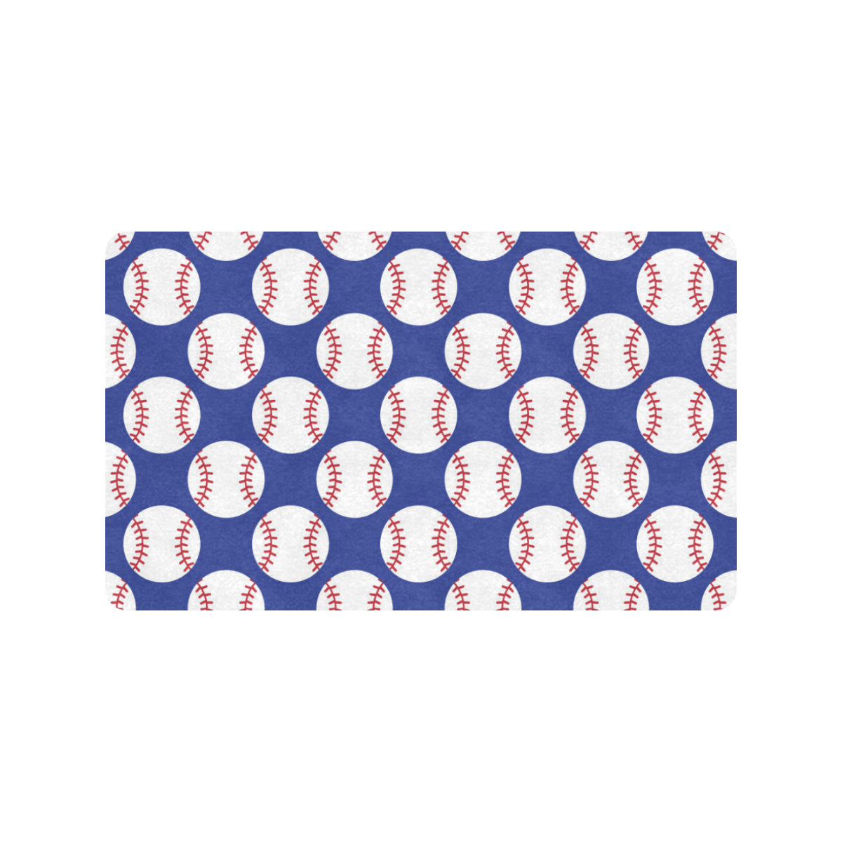 Baseball Blue Background Rubber Doormat
