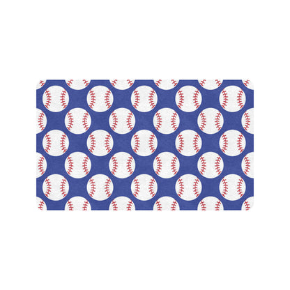 Baseball Blue Background Rubber Doormat