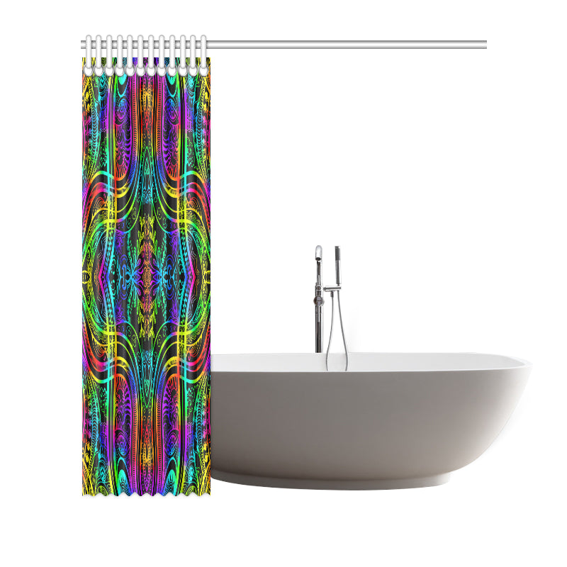Neon Trible Rainbow Pattern Print Design A01 Shower Curtain