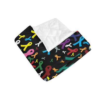 Cancer Awareness Pattern Print Design 03 Premium Quilt