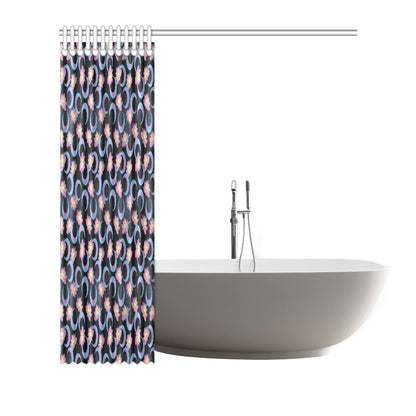 Lotus with Moon Pink Print Themed Shower Curtain