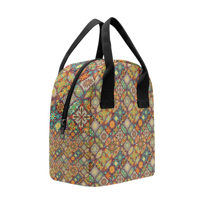 Mandala Flower Themed Design Print Insulated Lunch Bag