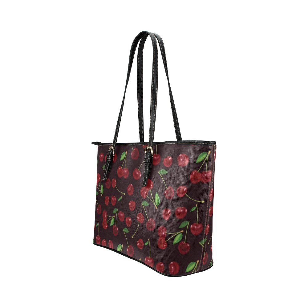 Cherry Fresh Pattern Leather Tote Bag
