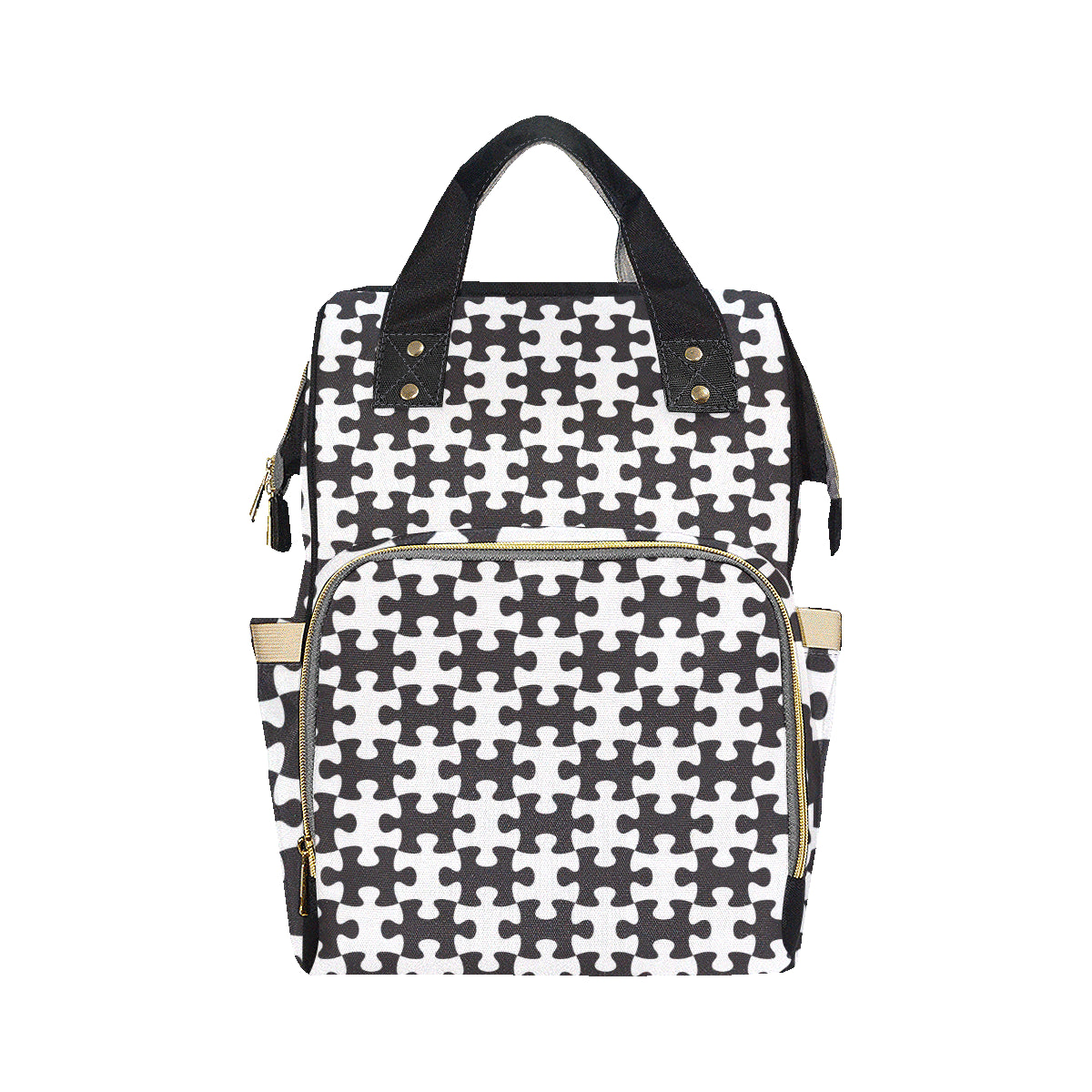 Puzzle Black White Pattern Print Design A02 Diaper Bag Backpack