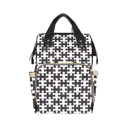 Puzzle Black White Pattern Print Design A02 Diaper Bag Backpack