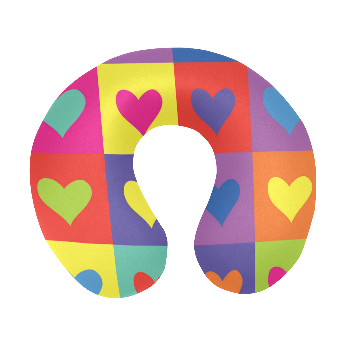 Pop Art Heart Pattern Print Design A01 U-Shaped Travel Neck Pillow