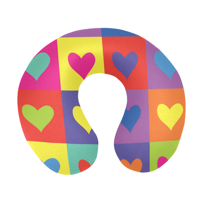 Pop Art Heart Pattern Print Design A01 U-Shaped Travel Neck Pillow