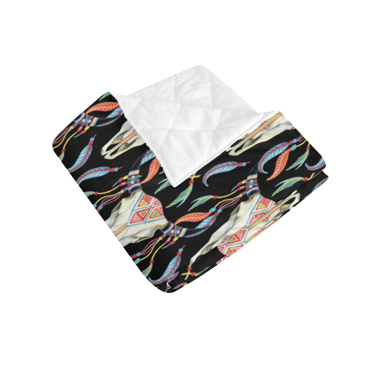Buffalo Head Boho Style Pattern Print Design 01 Premium Quilt