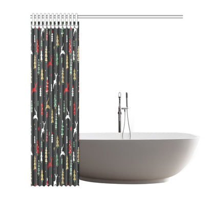 Christmas Tree Deer Style Pattern Print Design 03 Shower Curtain