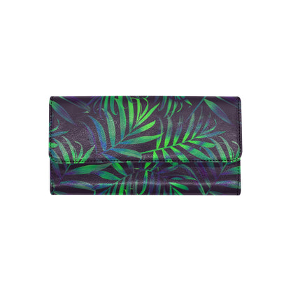 Palm Leaves Pattern Print Design PL01 Women's Trifold Wallet