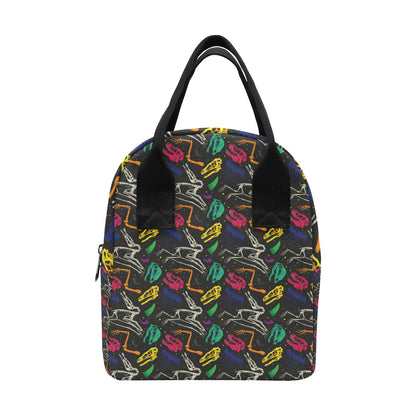 Dinosaur Skull Color Print Pattern Insulated Lunch Bag