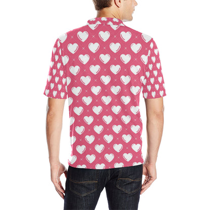 Heart Pattern Print Design HE07 Men Polo Shirt