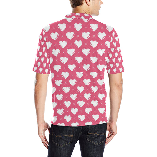 Heart Pattern Print Design HE07 Men Polo Shirt
