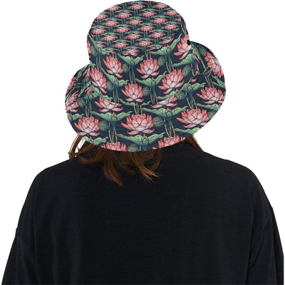 Water Lily Pattern Print Design WL03 Unisex Bucket Hat