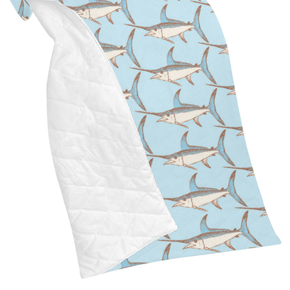 Swordfish Pattern Print Design 01 Premium Quilt