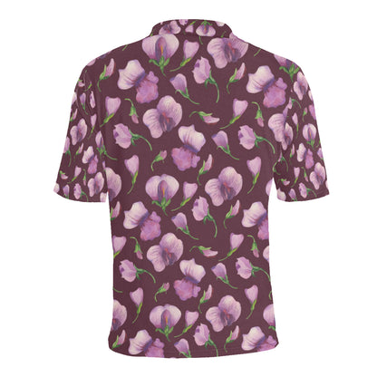 Peony Pattern Print Design PE010 Men Polo Shirt