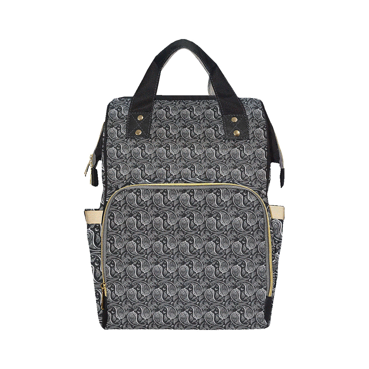 Paisley Black Design Print Diaper Bag Backpack