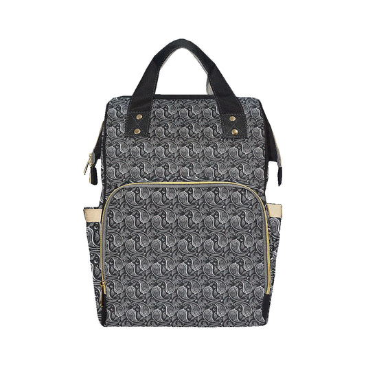 Paisley Black Design Print Diaper Bag Backpack