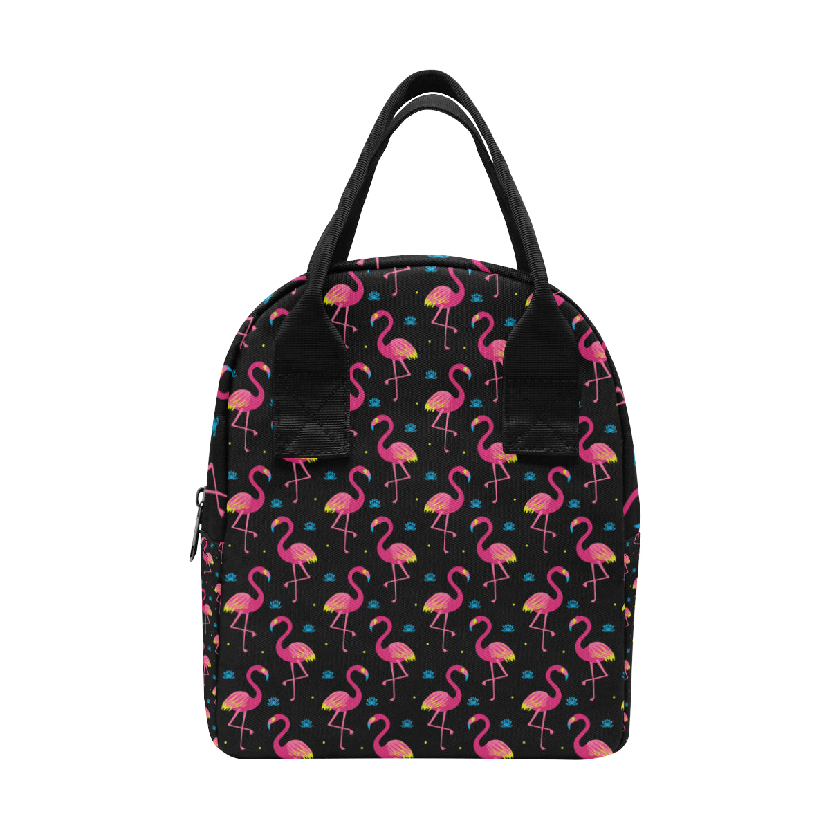 Flamingo Pink Neon Print Pattern Insulated Lunch Bag