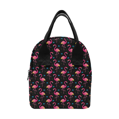 Flamingo Pink Neon Print Pattern Insulated Lunch Bag