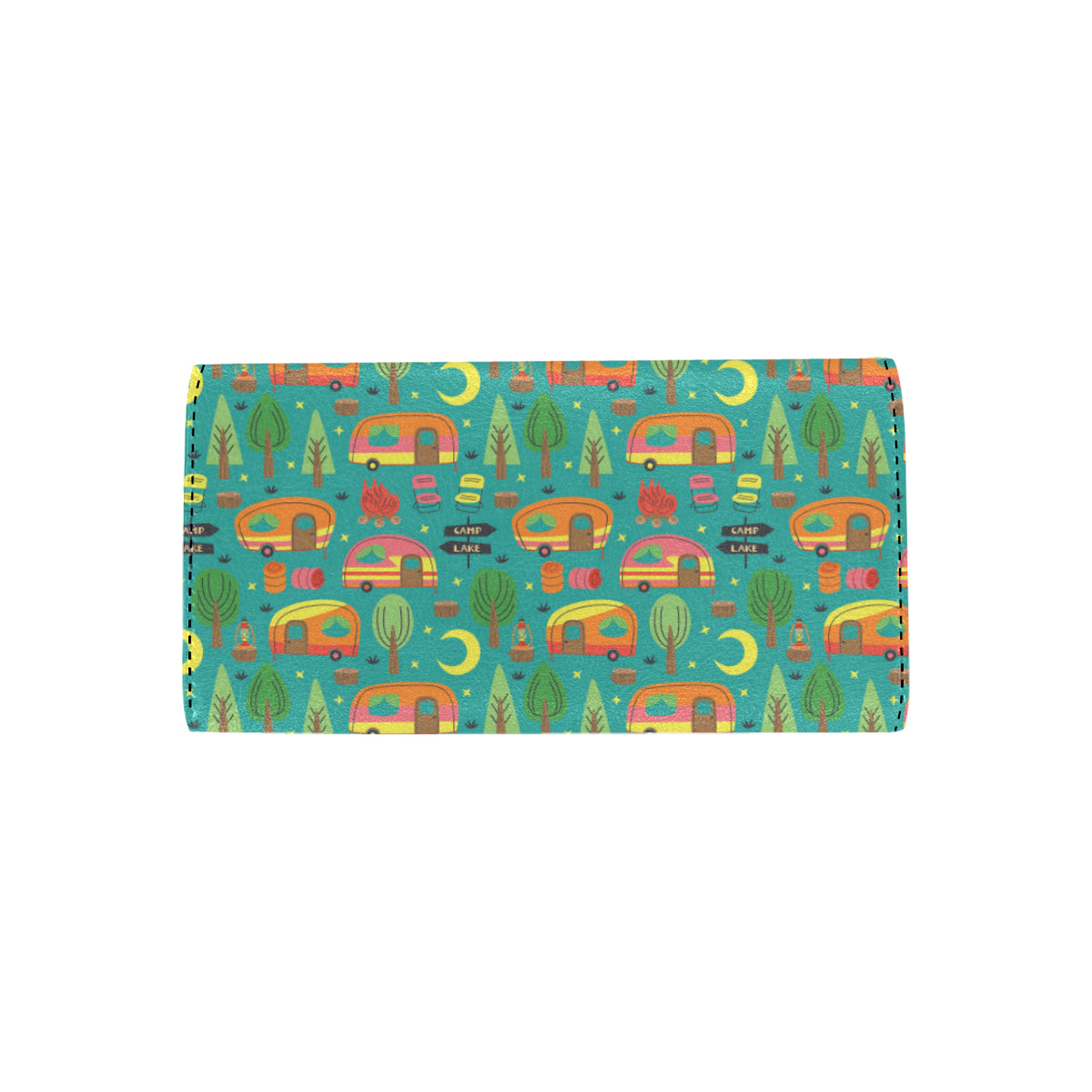 Camping Camper Pattern Print Design 05 Women's Trifold Wallet