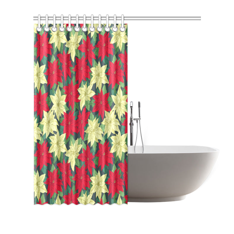 Poinsettia Pattern Print Design POT06 Shower Curtain