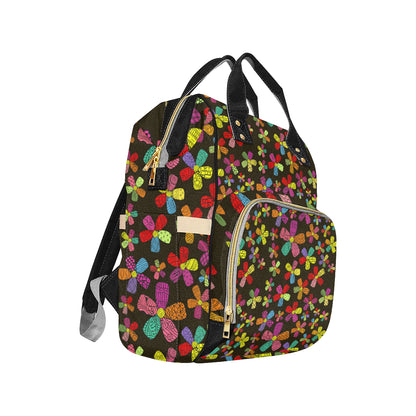 Flower Power Colorful Print Pattern Diaper Bag Backpack