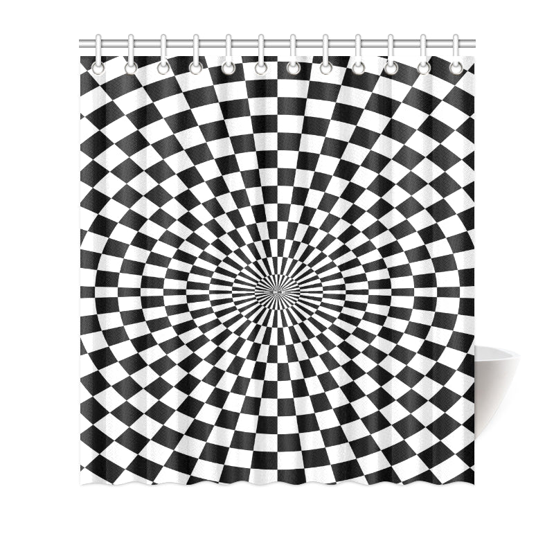 Checkered Flag Optical illusion Shower Curtain