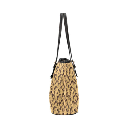Wine Grape Design Print Leather Tote Bag
